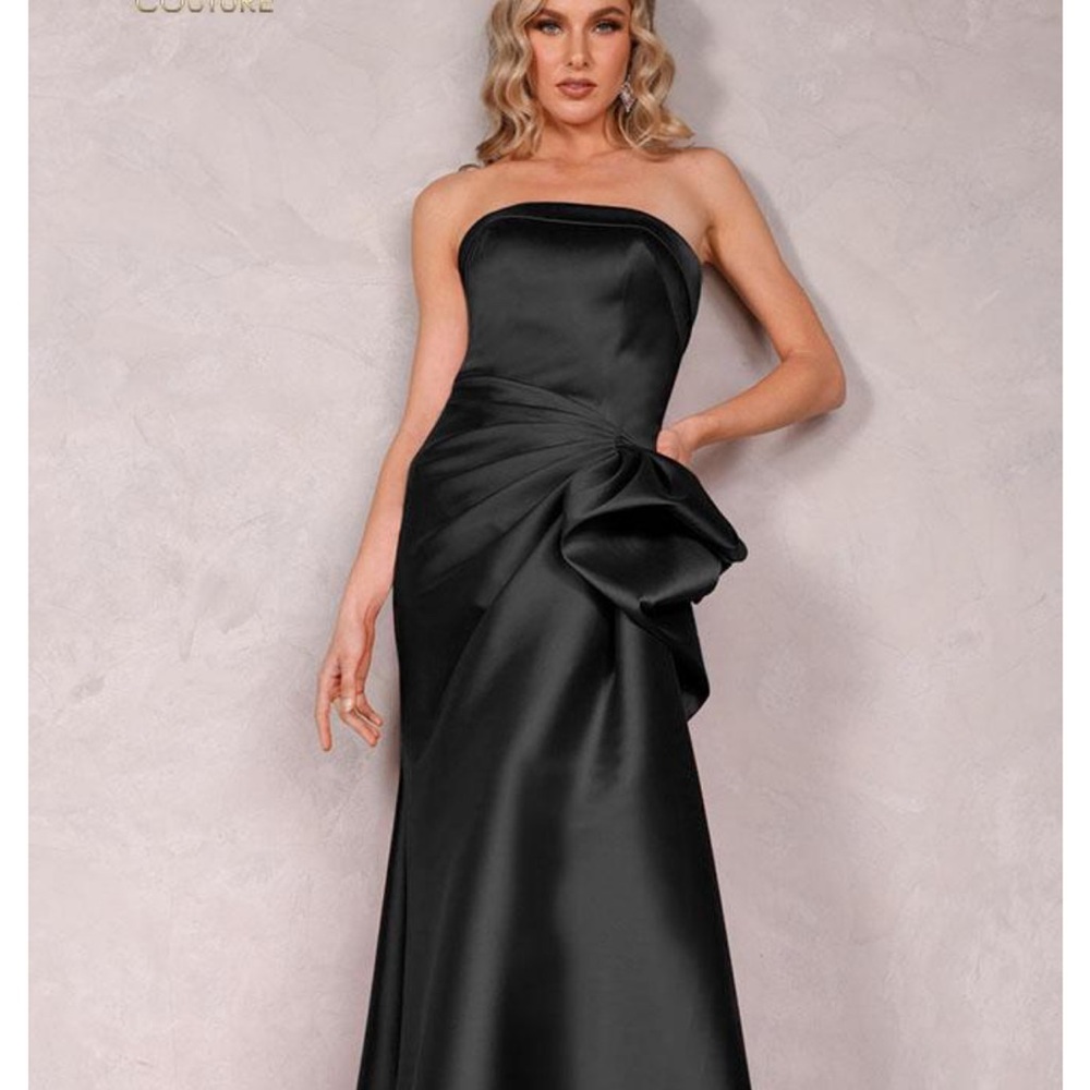 Terani Couture Black Strapless Gown